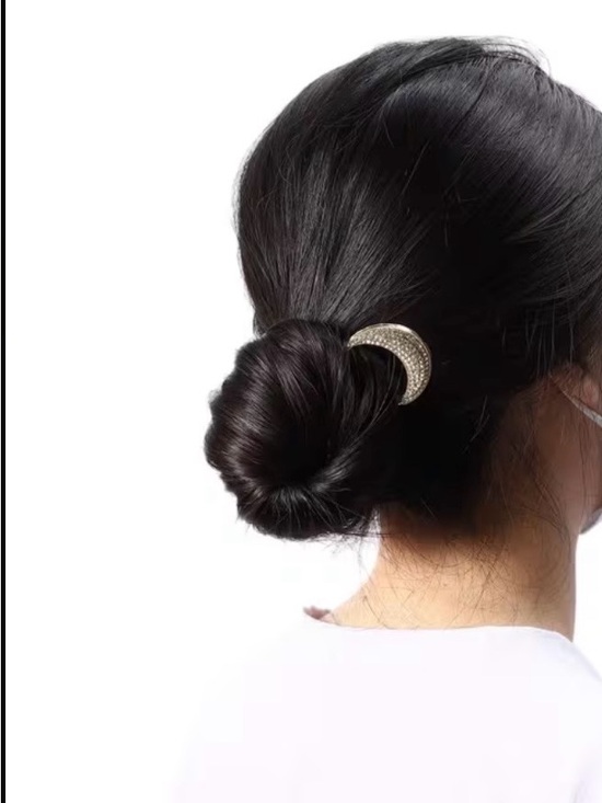 Accessories - Gold Crescent Rhinestone Hair Stick